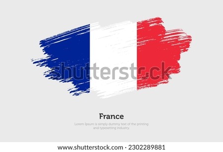 Modern brushed patriotic flag of France country with plain solid background