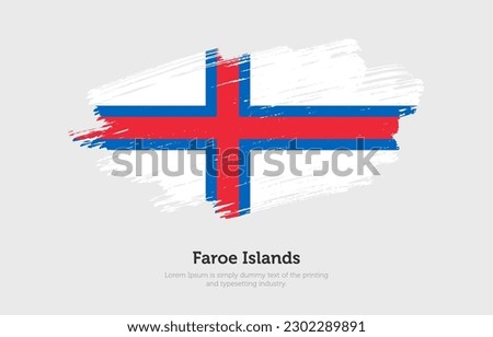 Modern brushed patriotic flag of Faroe Islands country with plain solid background