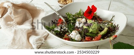 Similar – Image, Stock Photo Delicious avocado and ricotta toast served on plate