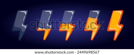 illustration; liquid; vector; design; transparent; levels; container; volume; glass; cartoon; graphic; five; fluid; yellow; progress; energy; lightning