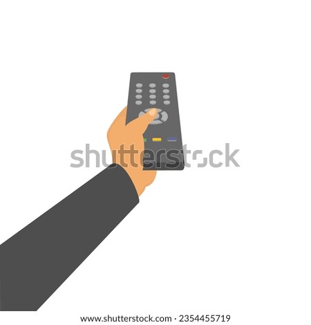 hand holding remote control vector art illustration design