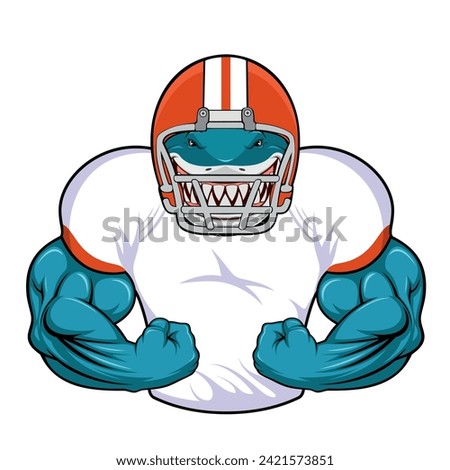 american football player vector art illustration rugby mascot shark design
