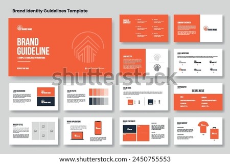 Brand guidelines template and Modern brand identity presentation layout, Brand Manual Book