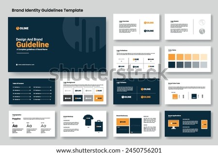 Design brand guidelines template or logo brand identity guide presentation layout