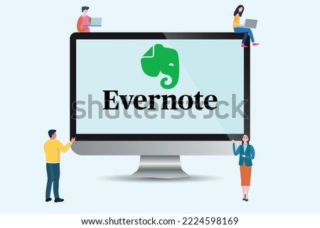 Illustrative Editorial of EVERNOTE. Evernote is an app designed for note taking, organizing, task management, and archiving. Vector and Illustration.