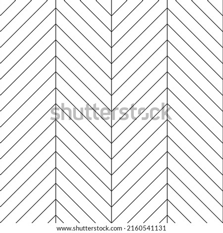 White tiles seamless chevron pattern. Fishbone parquet. Ceramic or stone material, zig zag bricks or wooden flour in home, street or outdoor. Kitchen interior for catalog flat vector illustration