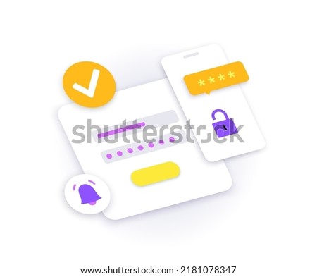 Recovery of username and password for account. Smartphone notification for update personal data. Forgot password, question for entering. Information security in internet flat vector illustration.