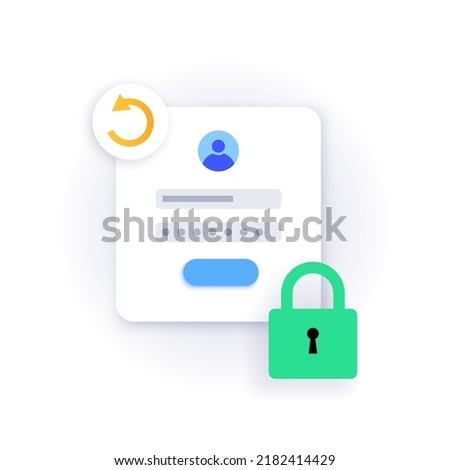 Reset password procedure. Getting a new username and password for an account. Update personal data in application on the site. Information protection, security in the internet flat vector illustration