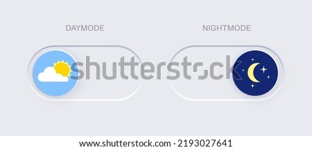 Switch element button for light or dark theme. Digital toggle symbol. Day night mode icon for application. Indicator for smartphone. Frontend control realistic vector illustration on white