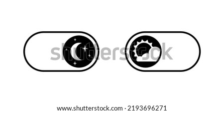 Switch element button for light or dark theme. Digital toggle symbol. Day night mode icon for application. Indicator for smartphone. Frontend control realistic vector illustration on white