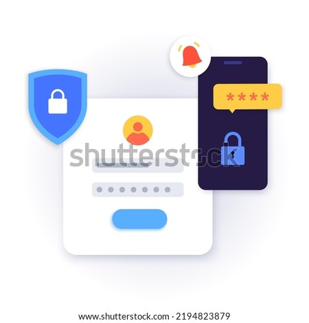 One time password. Message with code on the smartphone for entering on the site or application. Notification on the phone, multi factor authentication. Internet payment, 2fa flat vector illustration