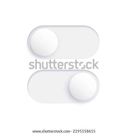Switch element button. Enable disable toggle symbol. On off mode icon for application. Active, inactive or power digital indicator. Frontend control realistic vector illustration on white background
