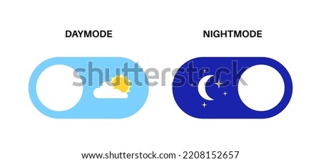 Switch element button for light or dark theme. Digital toggle symbol. Day night mode icon for application. Indicator for smartphone. Frontend control realistic vector illustration on white background.