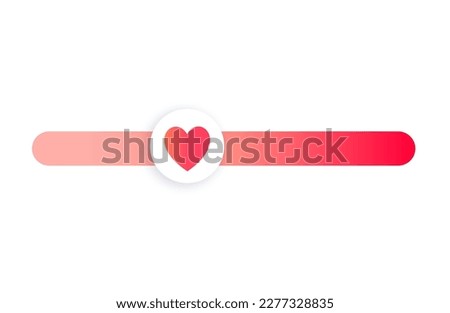 Progress bar of love, relationship meter. Valentine day concept. Scale of partnership satisfaction. Passion measuring indicator. Heart symbol. Love UI element for web isolated flat vector illustration