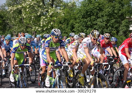 SISTIANA, ITALY – MAY 10 : Cyclists from main group at the second stage (Jesolo – Trieste) in the Tour of Italy May 2009 in Sistiana, Italy.