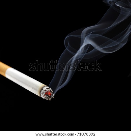 Burning Cigarette With Smoke On Black Background Stock Photo 71078392 ...