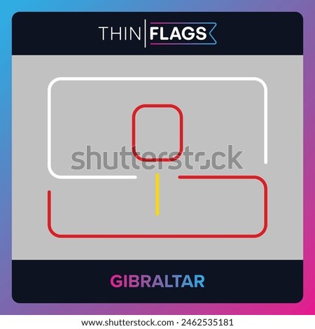 The flag of Gibraltar, Download Editable Thin Icons. Country, World and International Flag Icons Set. Gibraltar Flag Icon Graphic Vector Stroke