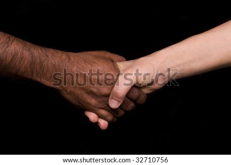 Hands white woman and a black man