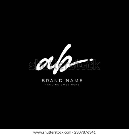 A, B, AB Initial letter handwritten and signature vector image logo