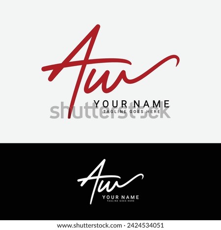 A, W, AW Initial letter logo. Alphabet AW Handwritten Signature logo