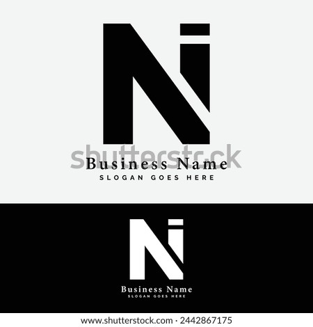 N, I, NI letter Logo Design. Alphabet NI initial logo vector Illustration