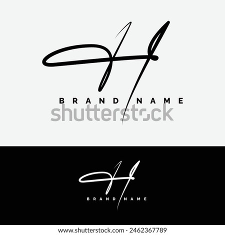 Letter H Signature Logo - Initial Alphabet for H - Handwritten H Logo