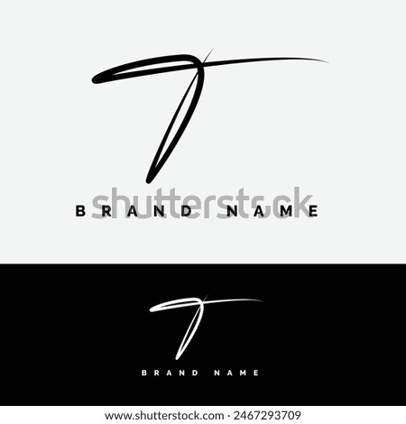 Letter T Signature Logo - Initial Alphabet for T - Handwritten T Logo