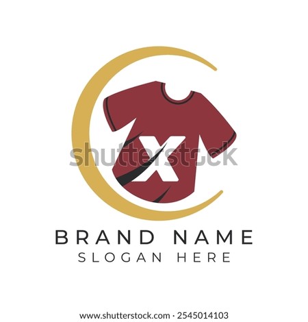 Letter X Logo Concept With T-Shirt. Alphabet X garments moon face icon design