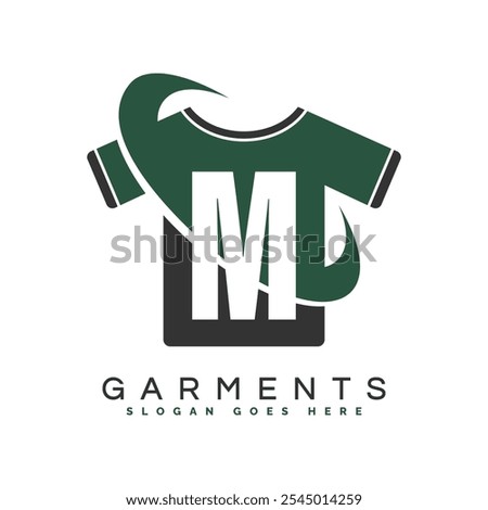 Letter M T-Shirt Logo with round Concept. Alphabet M garments moon face icon design