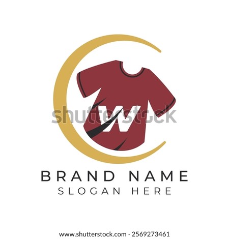 Letter W Logo Concept With T-Shirt. Alphabet W garments moon face icon design