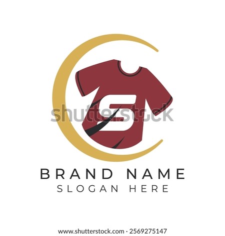 Letter S Logo Concept With T-Shirt. Alphabet S garments moon face icon design