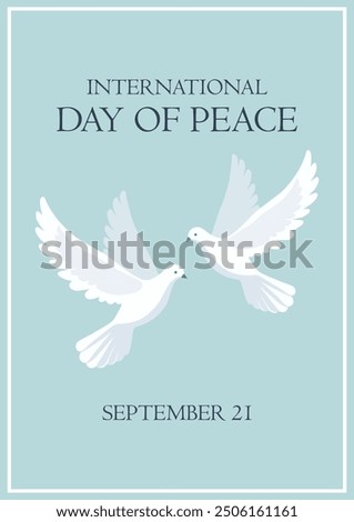 international day of peace minimalistic flat fyer design with white doves