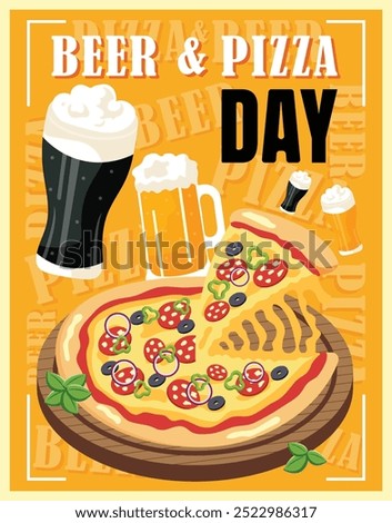 International beer and pizza day flyer design