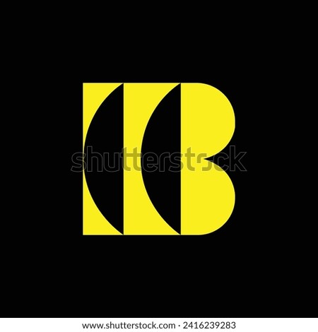 Creative abstract logo design concept for Letter B and 2 half circle