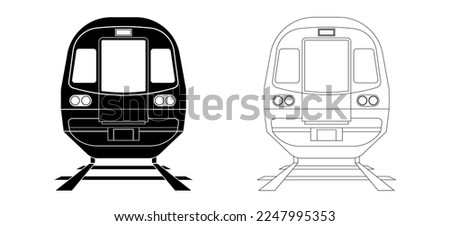 MRT Train silhouette vector and line art front view