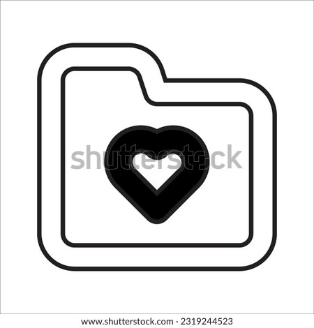 Favorite folder icon. love symbol, likes in folder, editable stroke. Perfect icon, white background.