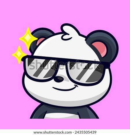 cute panda wearing sunglasses cool emotes sticker cartoon vector illustration