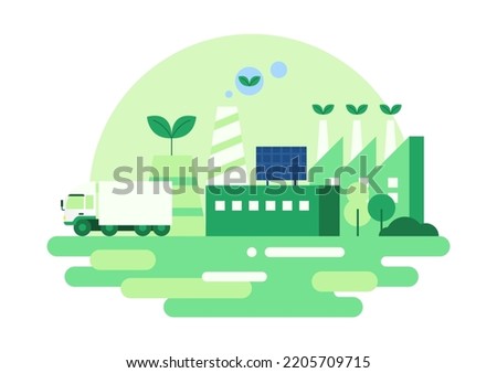 Vector illustration of an eco-friendly factory.