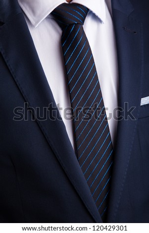 Closeup of suit and tie on a business man