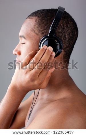 Profile of a black man with headphones
