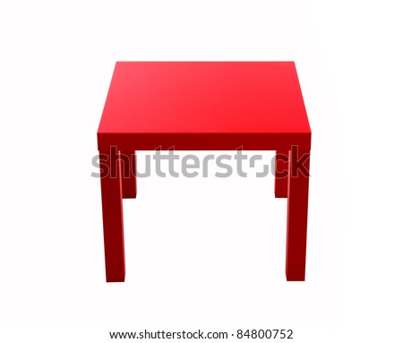 Modern red table against white background