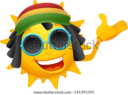 Vector Happy Rastafarian Sun Cartoon - Separate Layers For Easy Editing ...