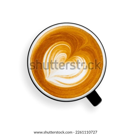 Similar – Image, Stock Photo Cappuccino with latte art on a wooden table in a cafe