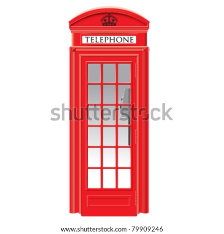 Red telephone box - London - very detailed  isolated vector illustration