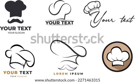 cook and restaurant logo designs. Chef hats drawings. Food, cafe, fastfood and restaurant logo designs. Logo design vectors. Chef hats vector illustrations.
