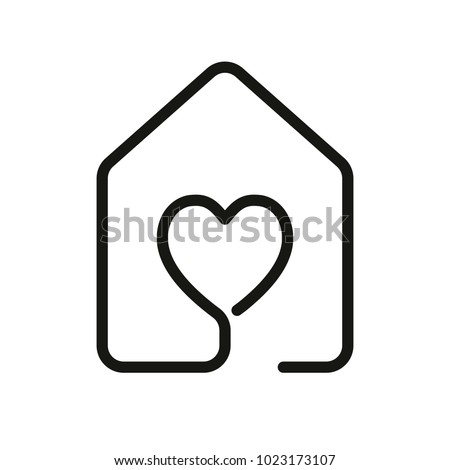 house with heart icon. line style