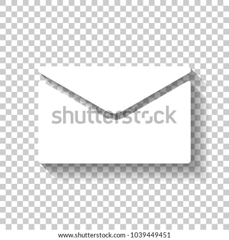 simple letter icon. White icon with shadow on transparent background