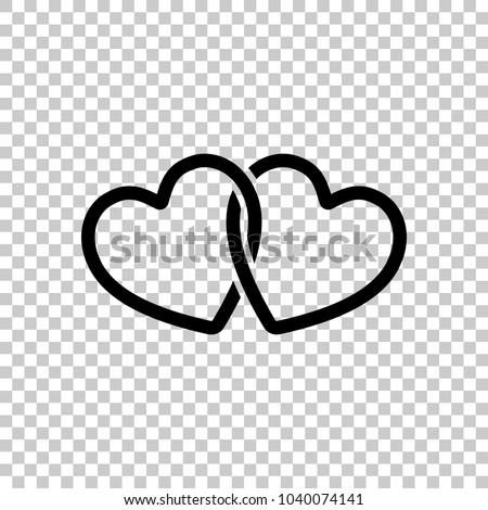 linked hearts icon. On transparent background.