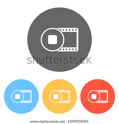 movie strip with stop symbol in circle. simple silhouette. Set o