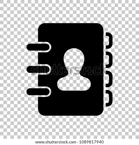address book with person on cover. simple icon. On transparent background.